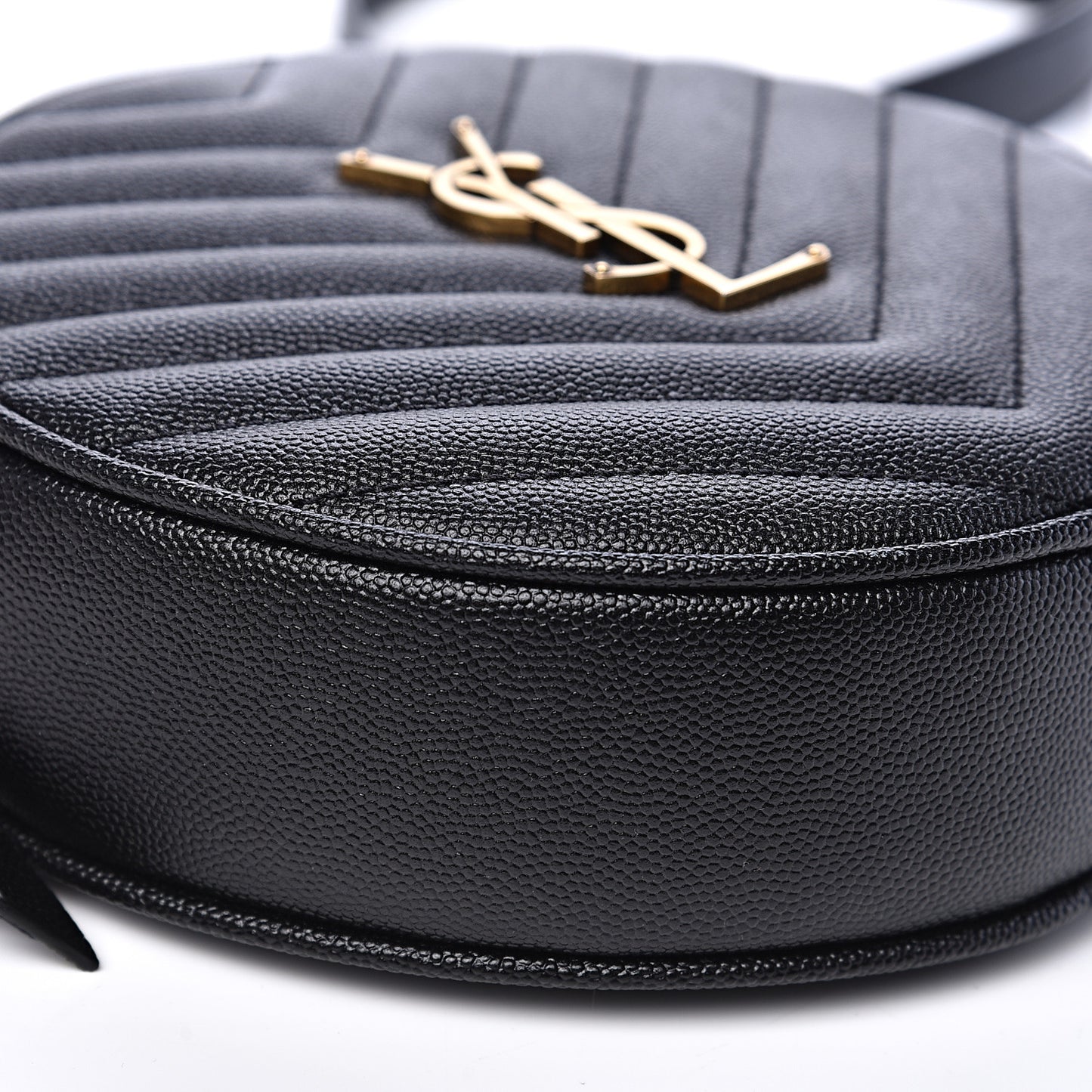 Grain De Poudre Matelasse Chevron Quilted Round Vinyle Camera Bag Black