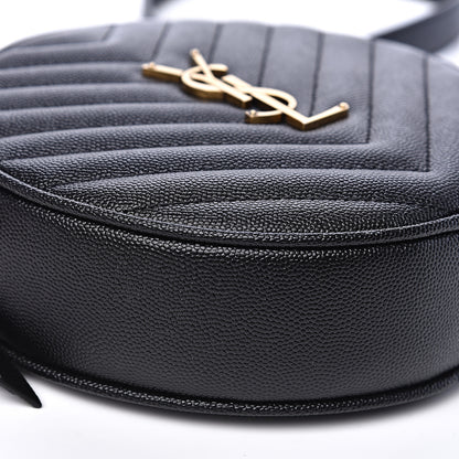 Saint Laurent Grain De Poudre Matelasse Chevron Quilted Round Vinyle Camera Bag Black 6 of 7