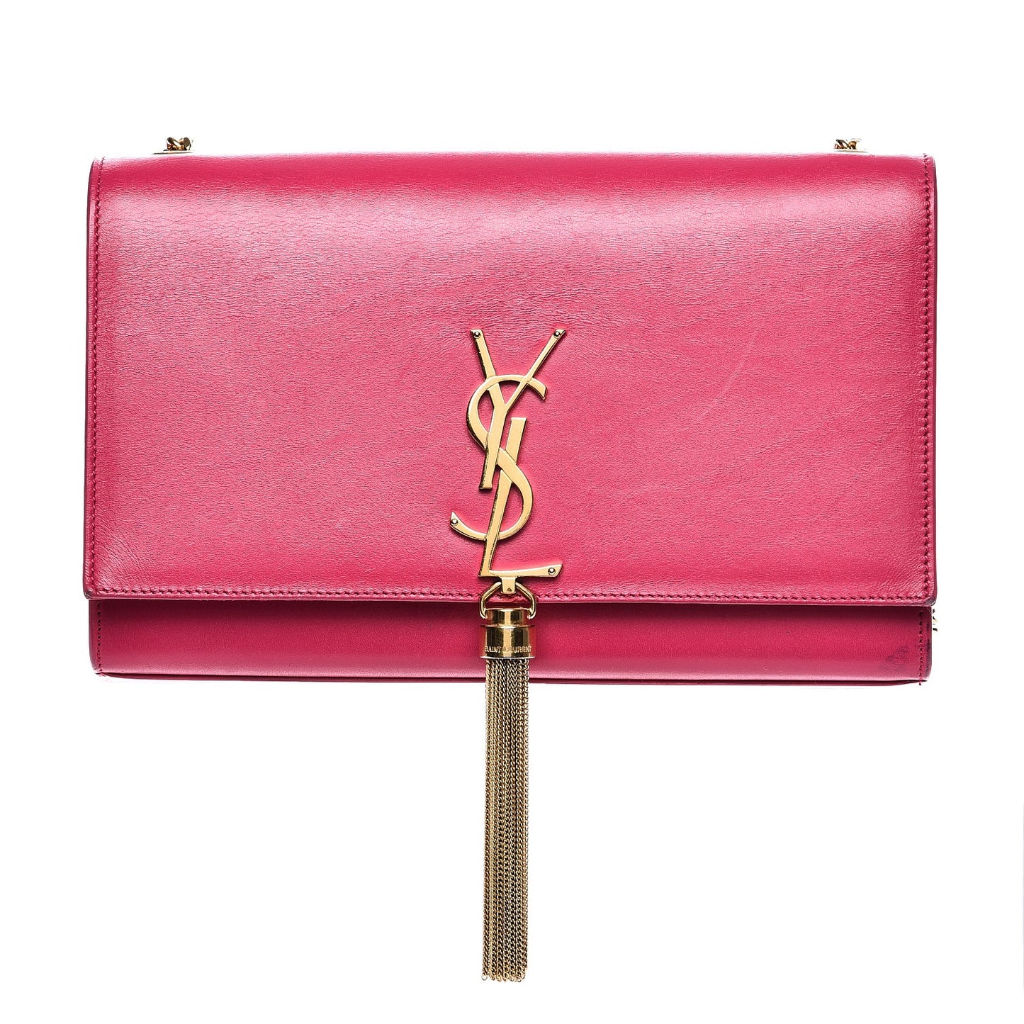 Smooth Calfskin Medium Classic Monogram Kate Tassel Satchel Fuchsia
