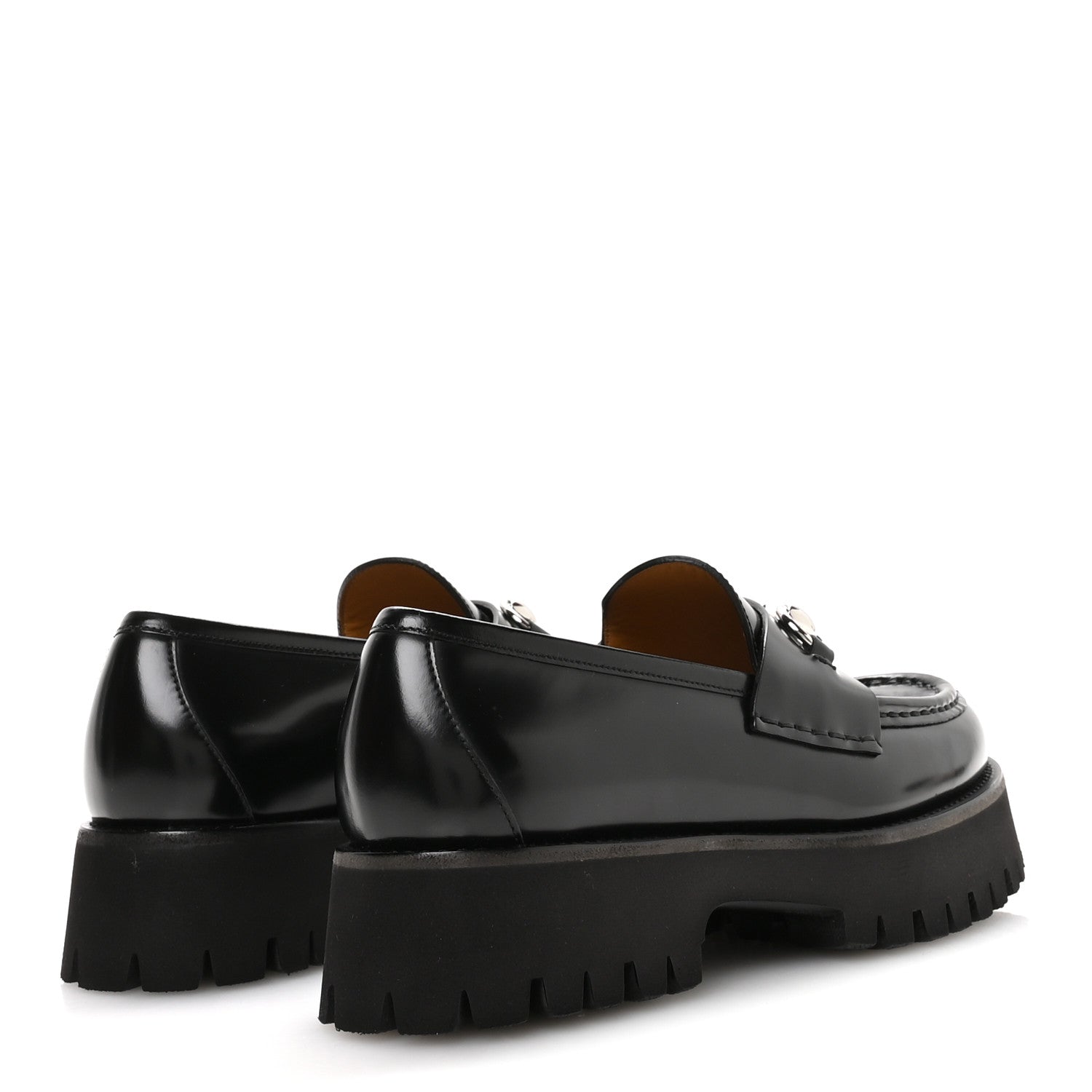 Gucci Cordovan Lux Womens Horsebit 45mm Platform Loafers 39.5 Black 5 of 9