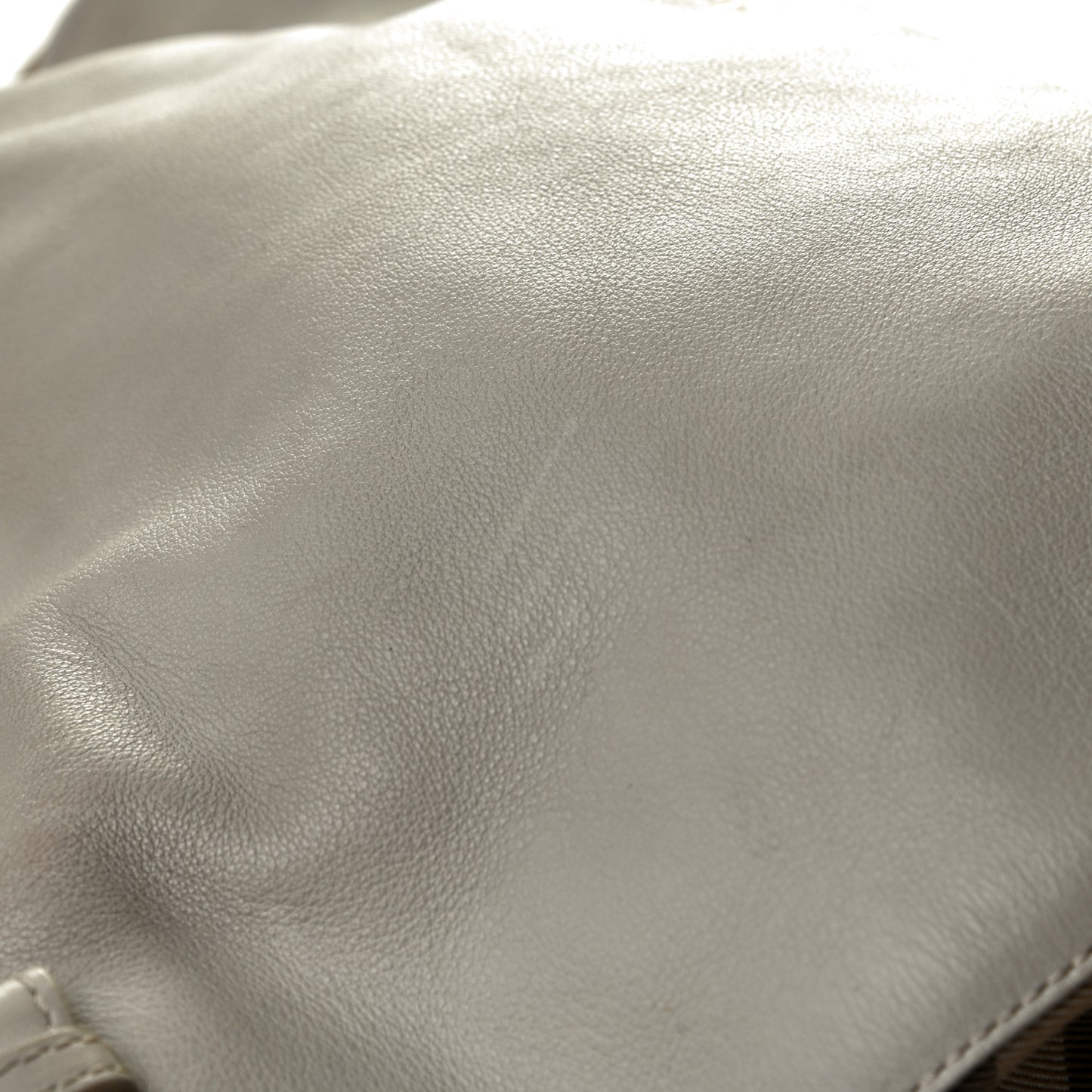 Calfskin House Check Large Banner Tote White