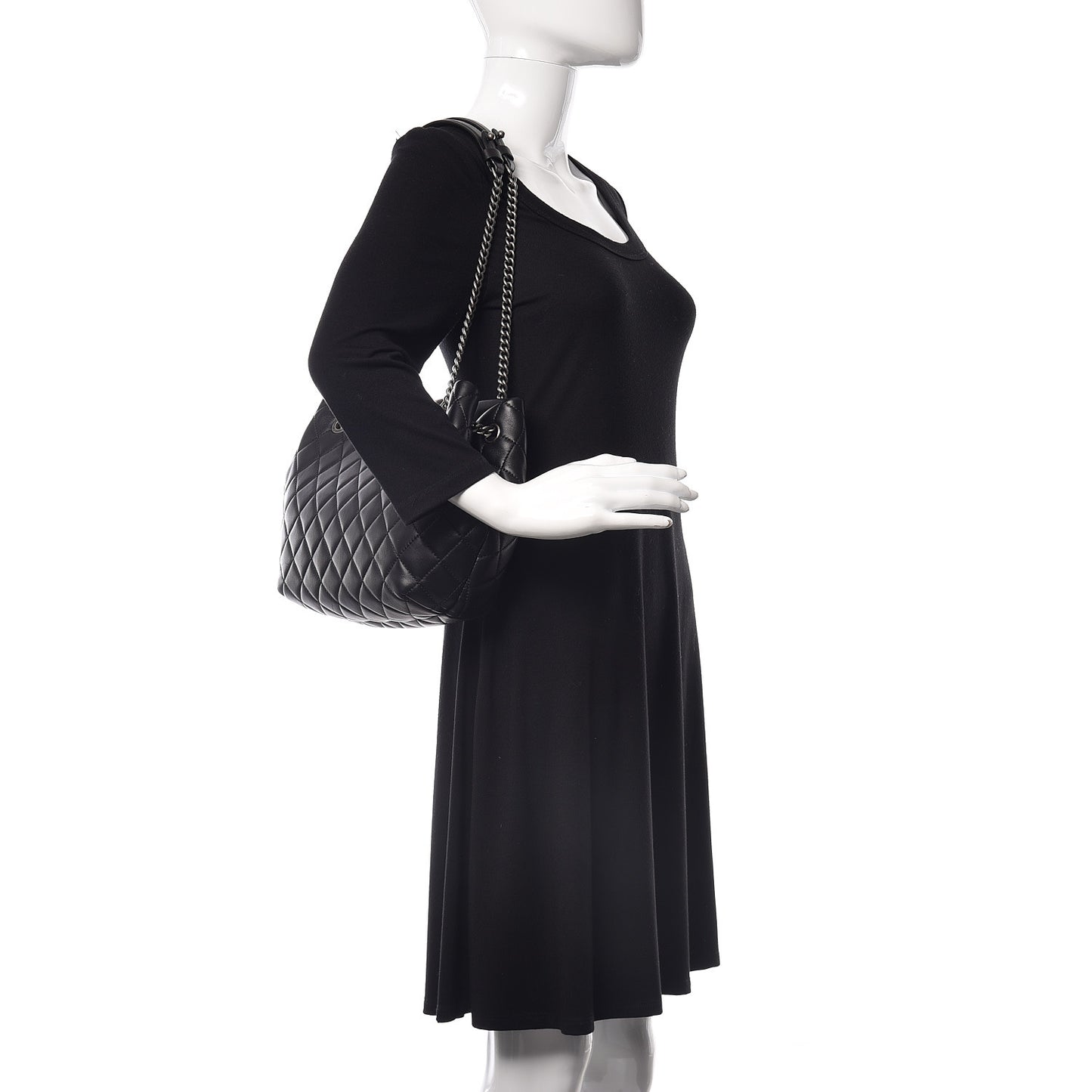 Lambskin Quilted Accordion Tote Black