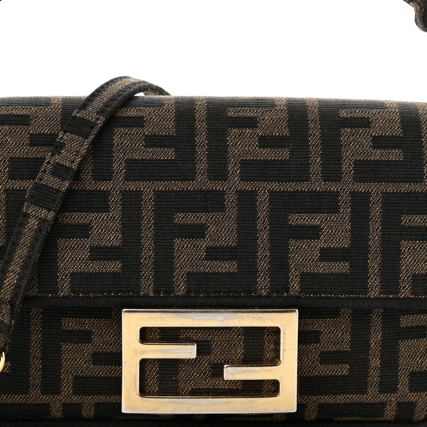 Fendi Fabric Jacquard FF 1974 Mini Baguette Tobacco Moro Black 8 of 11