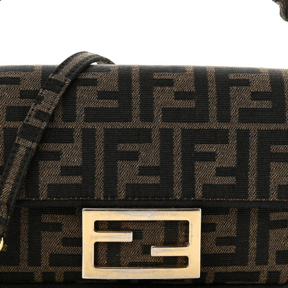 Fendi Fabric Jacquard FF 1974 Mini Baguette Tobacco Moro Black 8 of 11