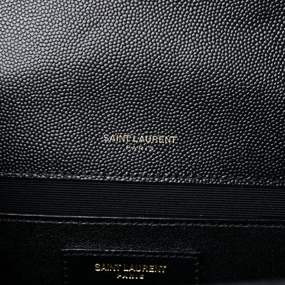 Saint Laurent Grain De Poudre Textured Mixed Matelasse Triquilt Medium Monogram Satchel Black 6 of 10