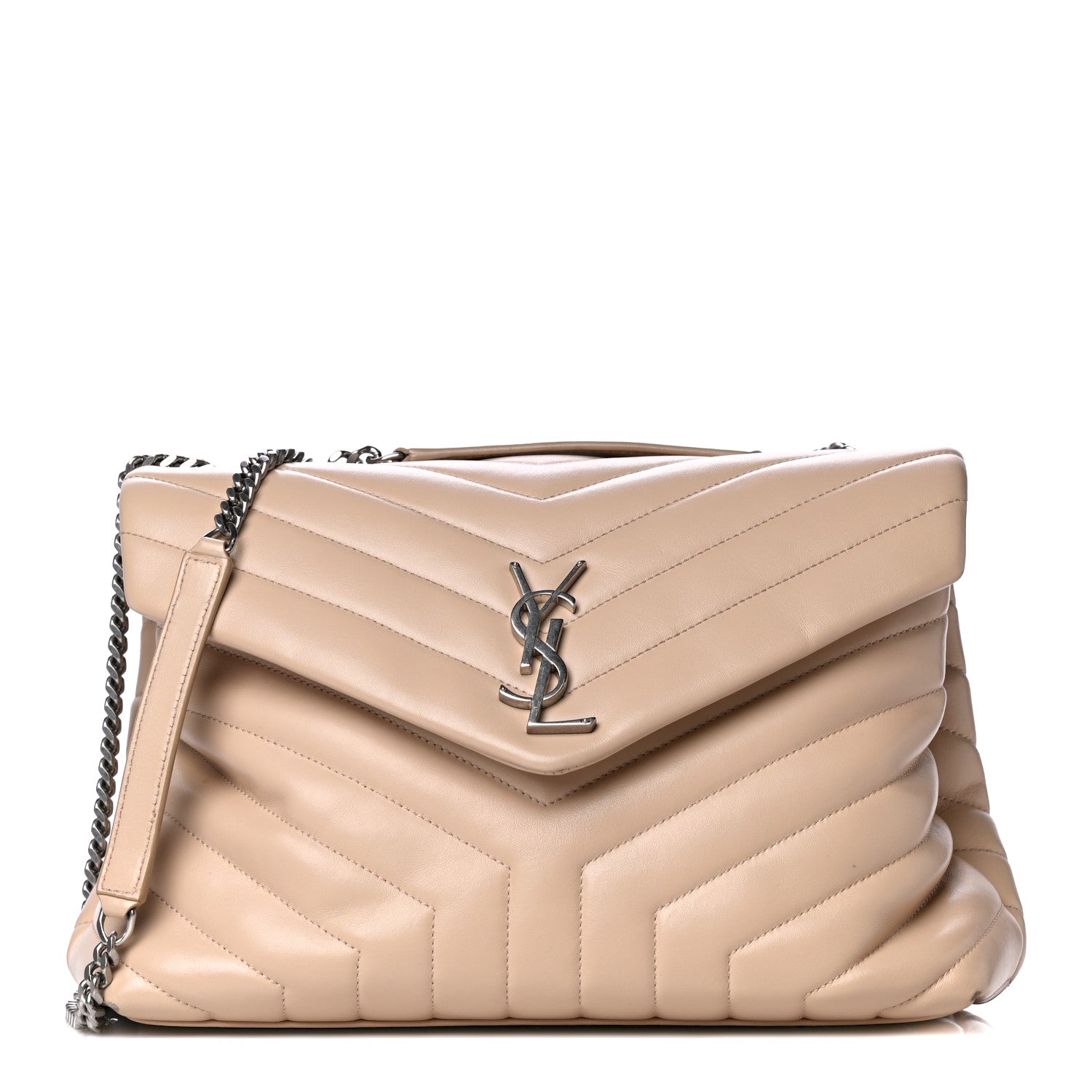 Saint Laurent Calfskin Y Quilted Monogram Medium Loulou Chain Satchel Nude Powder 1 of 13