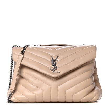 Saint Laurent Calfskin Y Quilted Monogram Medium Loulou Chain Satchel Nude Powder 1 of 13