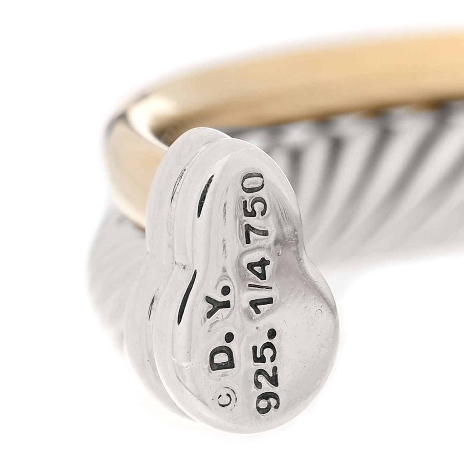 David Yurman Sterling Silver 18K Yellow Gold 5mm Crossover Cuff Bracelet 3 of 3
