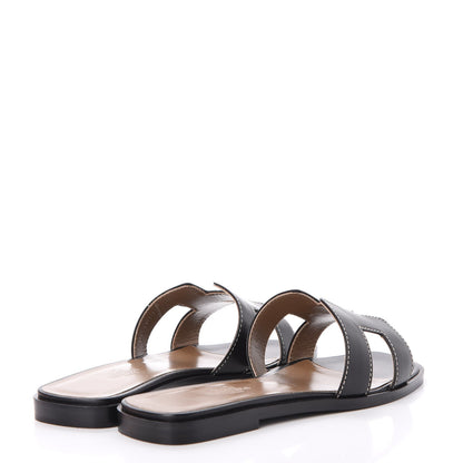 Hermes Box Calfskin Oran Sandals 36 Black 3 of 9