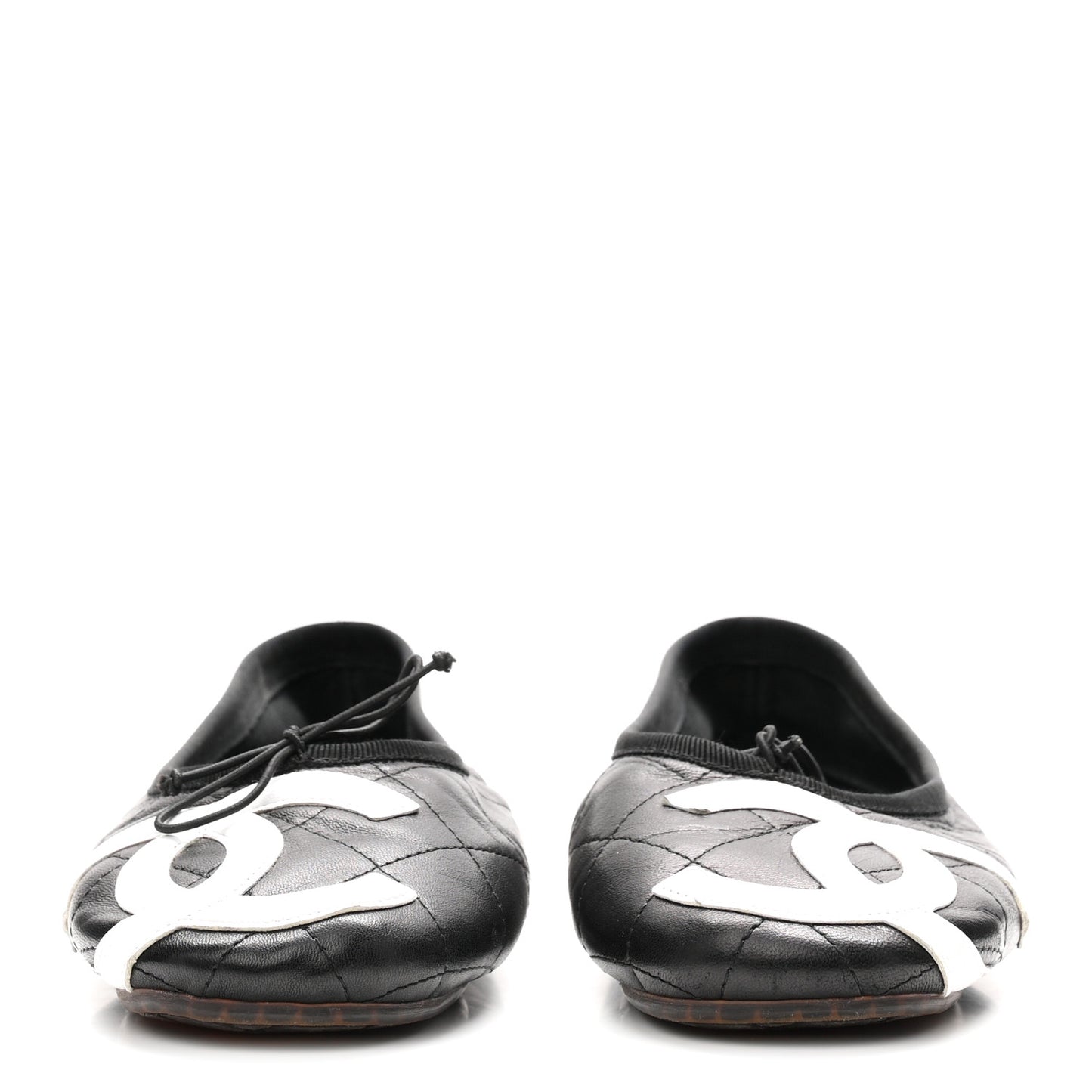 Lambskin Quilted Cambon Ballerina Flats 37 Black