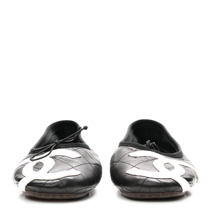 Chanel Lambskin Quilted Cambon Ballerina Flats 37 Black 3 of 8