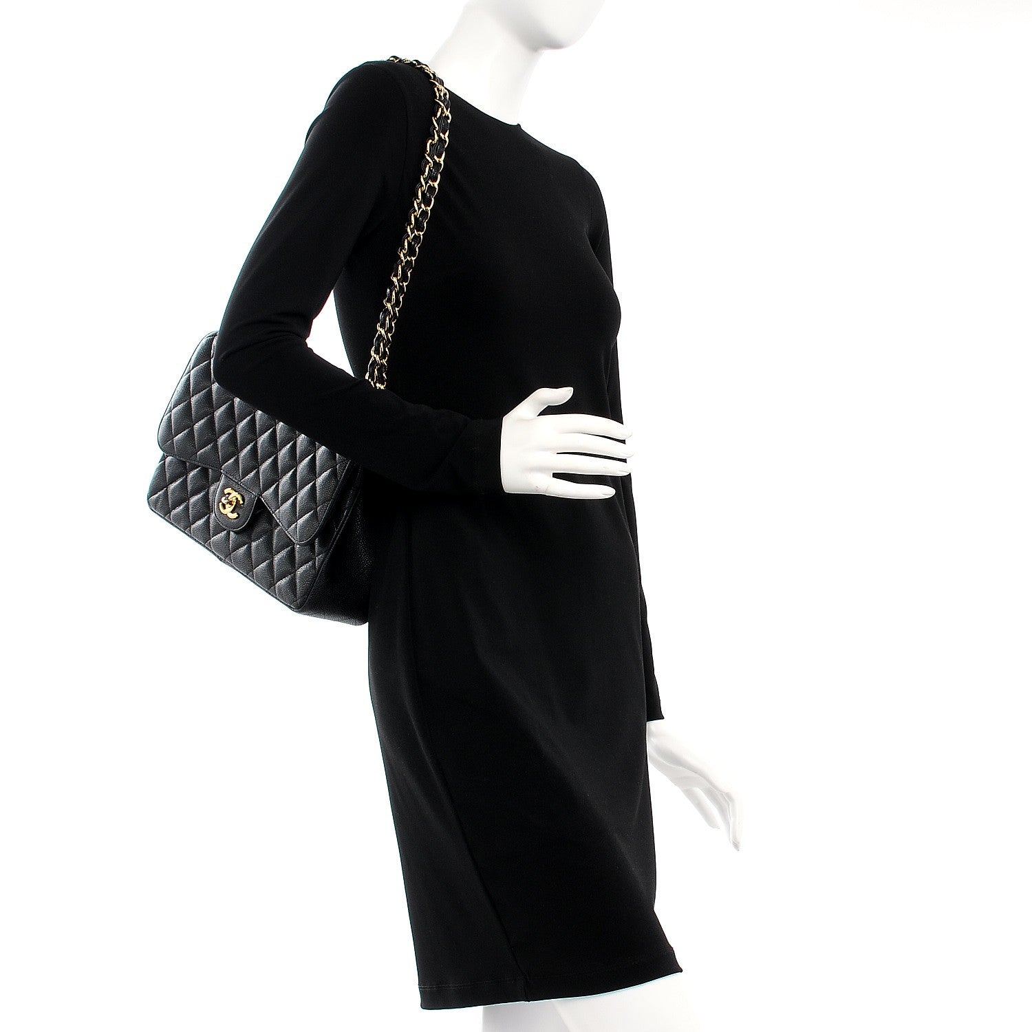 Chanel Caviar Quilted Jumbo Double Flap Black 2 of 10
