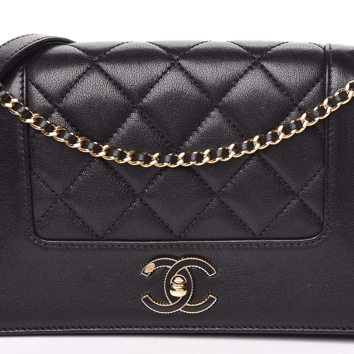 Sheepskin Quilted Medium Vintage Mademoiselle Flap Black