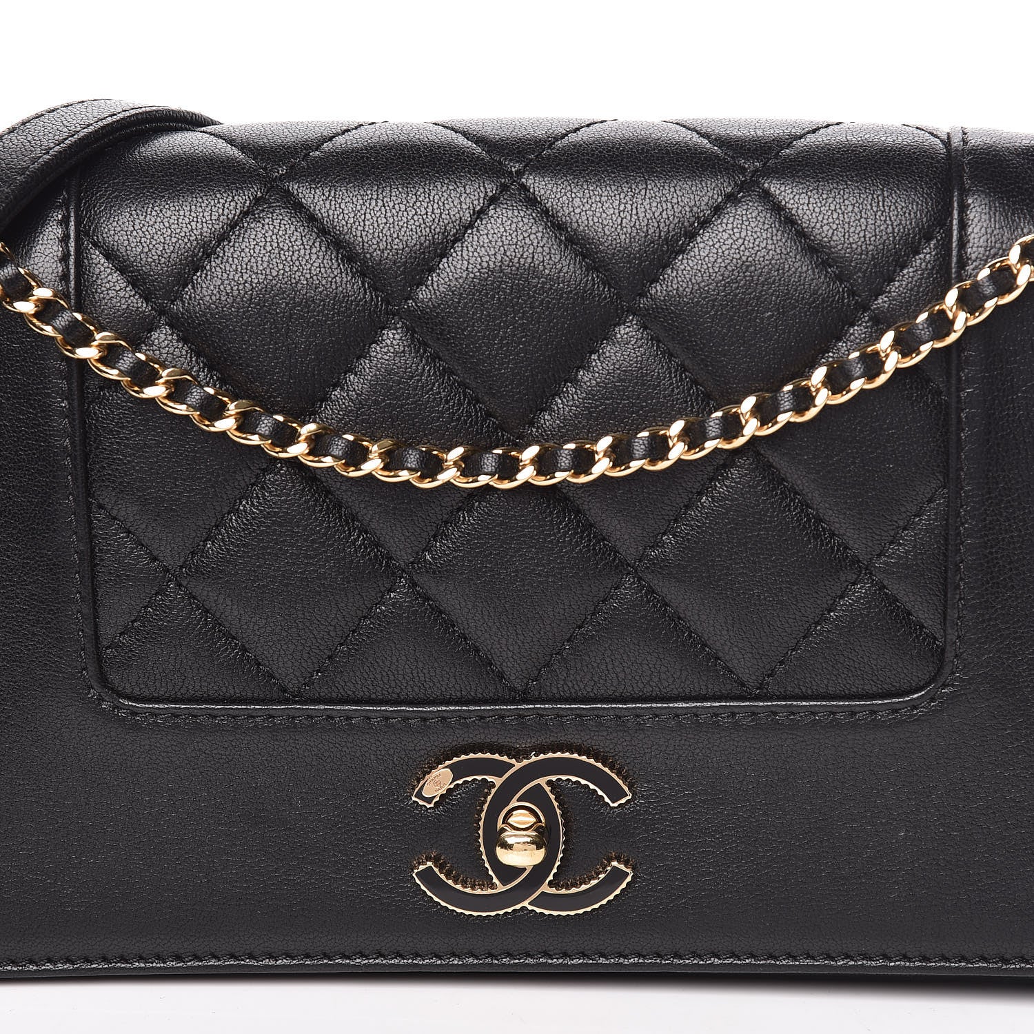 Chanel Sheepskin Quilted Medium Vintage Mademoiselle Flap Black 8 of 13