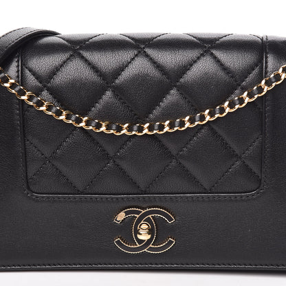 Chanel Sheepskin Quilted Medium Vintage Mademoiselle Flap Black 8 of 13