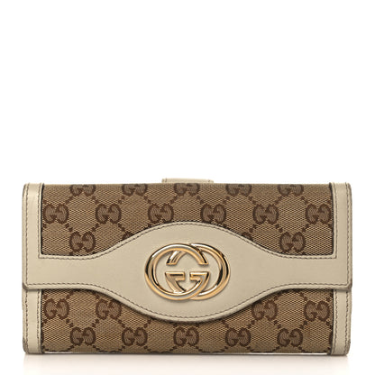 Gucci Monogram Margaux Calfskin Sukey Continental Organizer Wallet Beige Ebony Mystic White 1 of 14