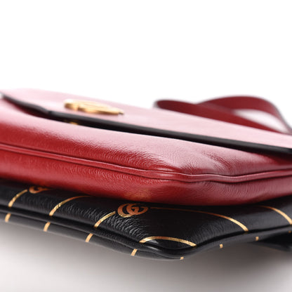 Gucci Calfskin Diagonal GG Medium Thiara Double Envelope Shoulder Bag Black Red 8 of 10