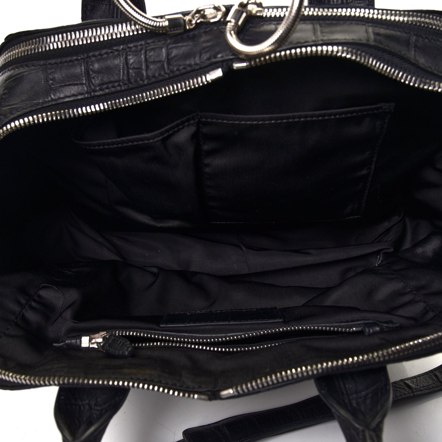 Calfskin Crocodile Embossed Jamie Chastity Bag Black