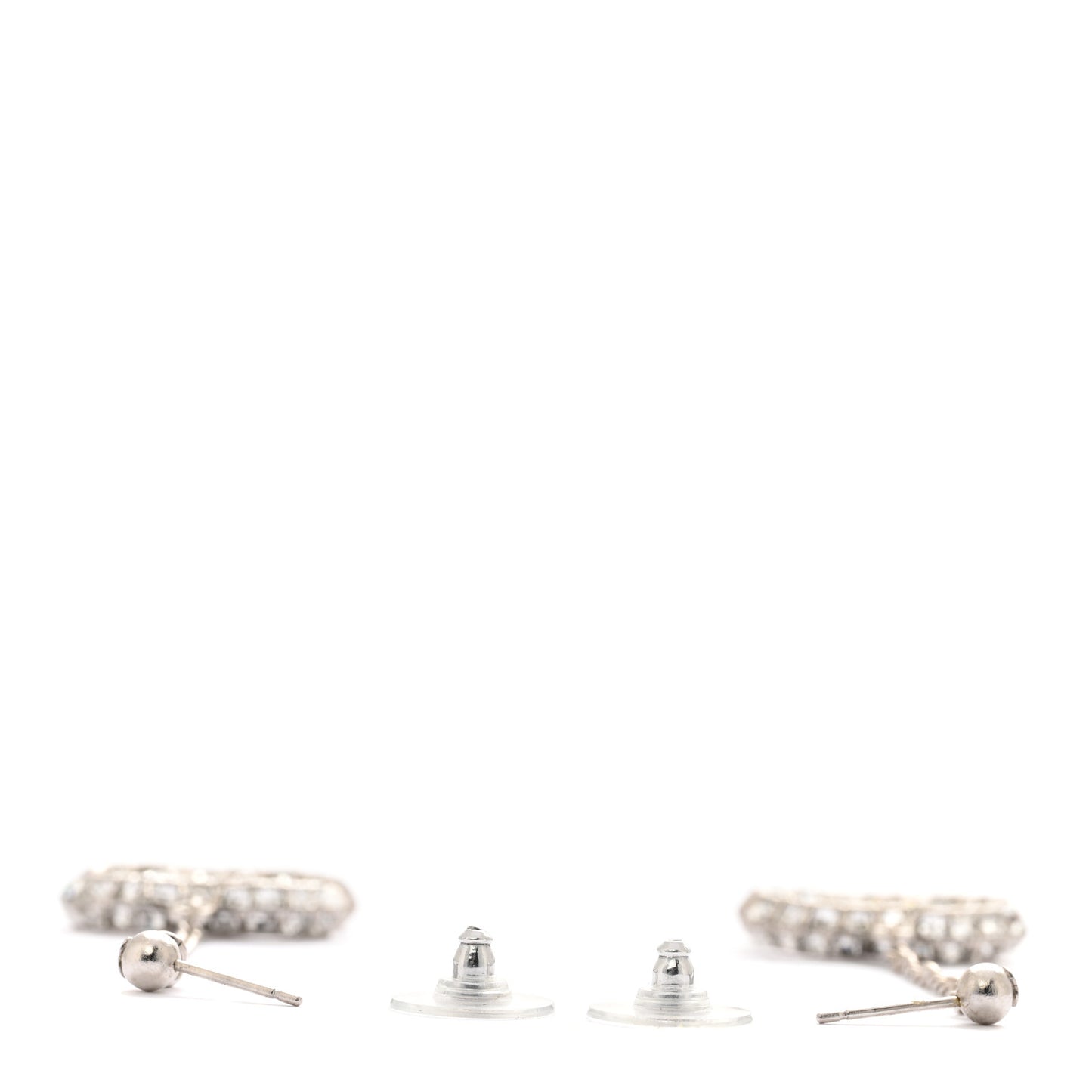 Baguette Crystal CC Drop Earrings Silver