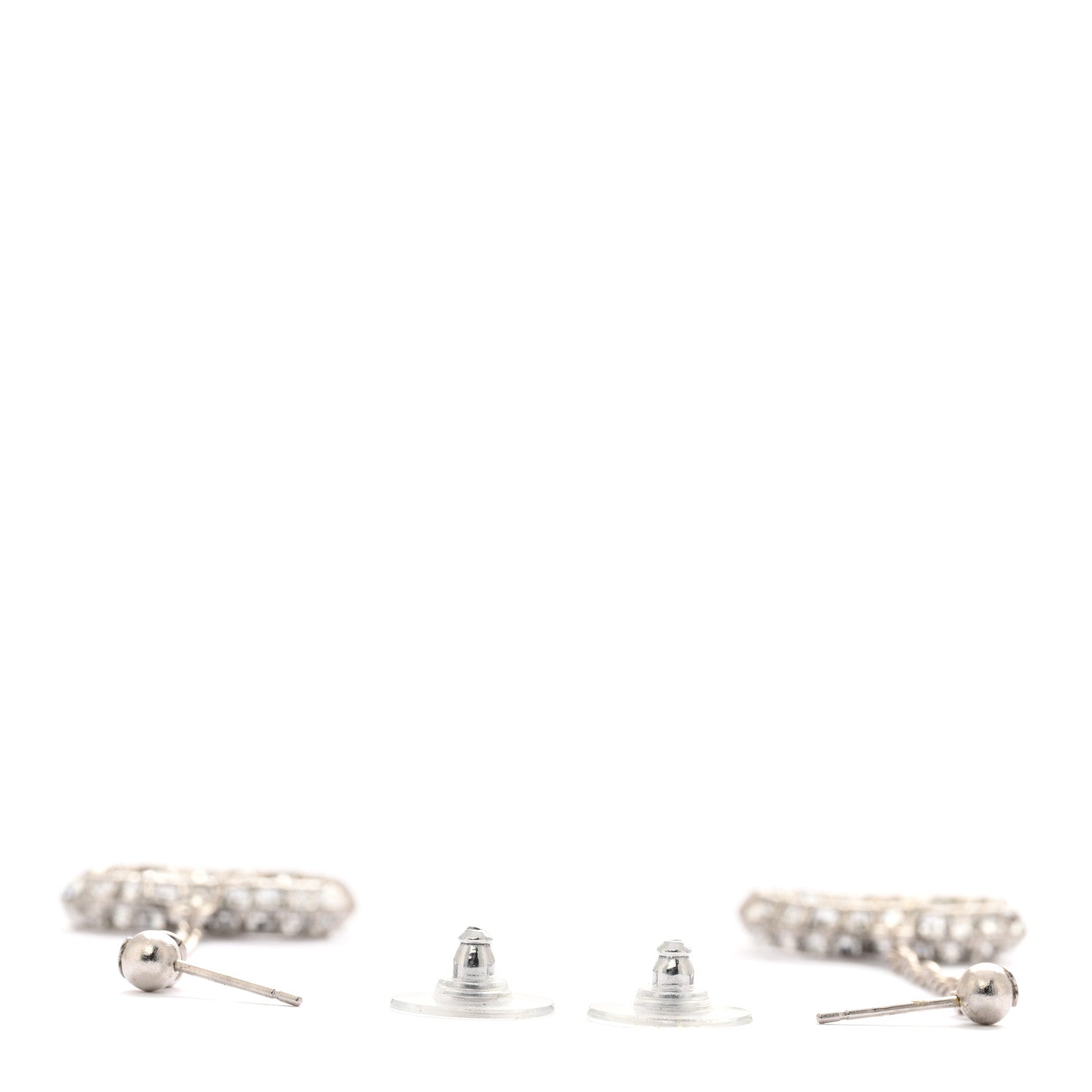 Chanel Baguette Crystal CC Drop Earrings Silver 3 of 4