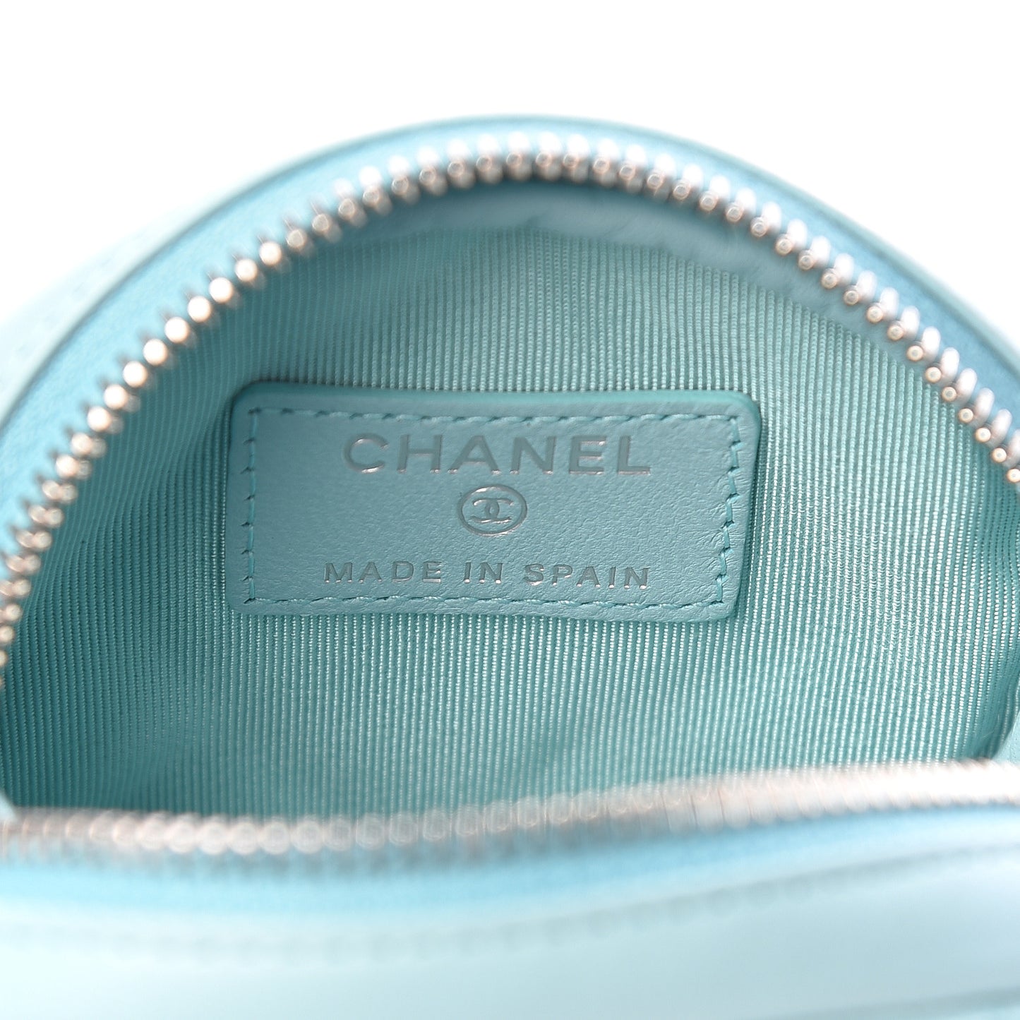 Lambskin Quilted Zip Around Classic Coin Purse Light Blue
