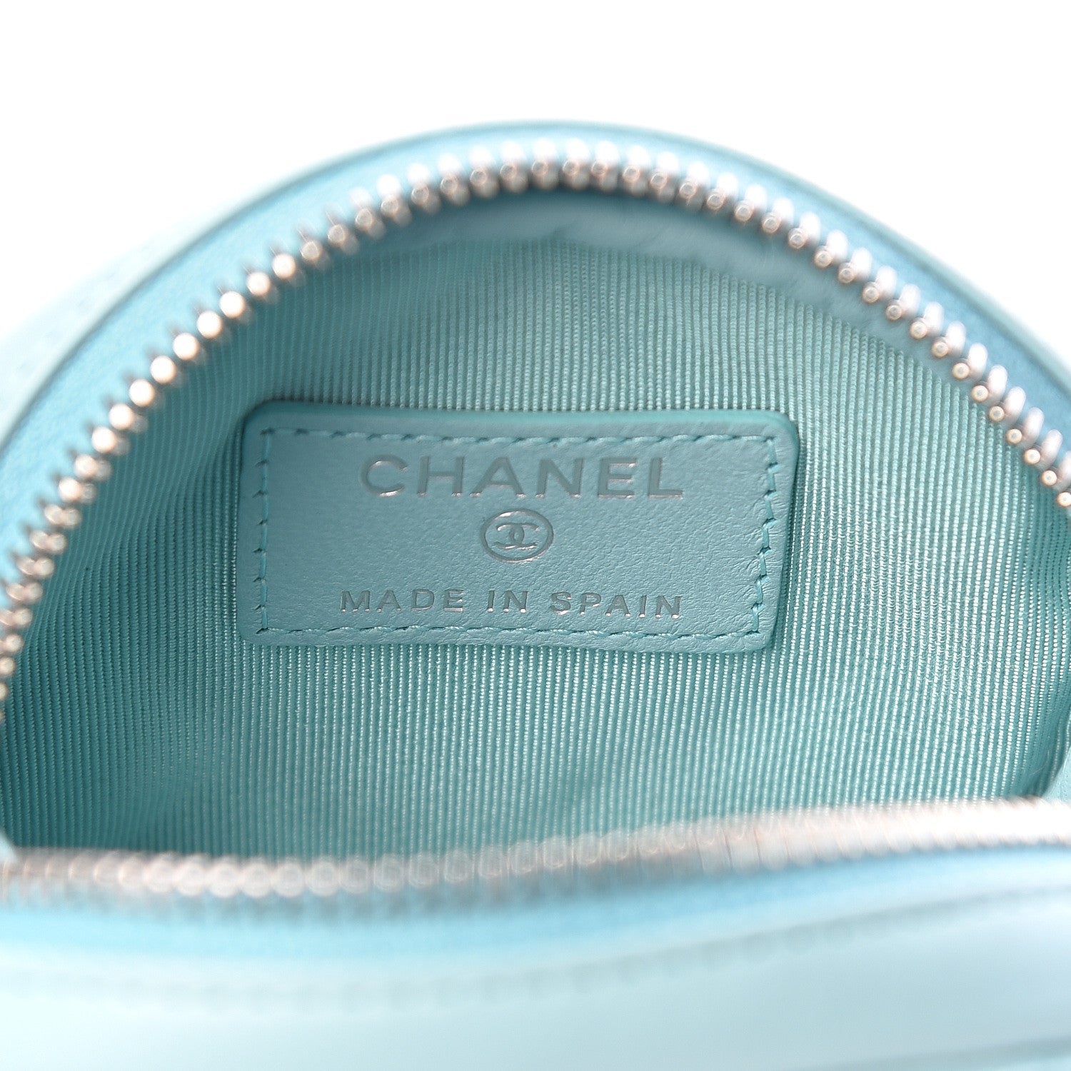 Chanel Lambskin Quilted Zip Around Classic Coin Purse Light Blue 6 of 9