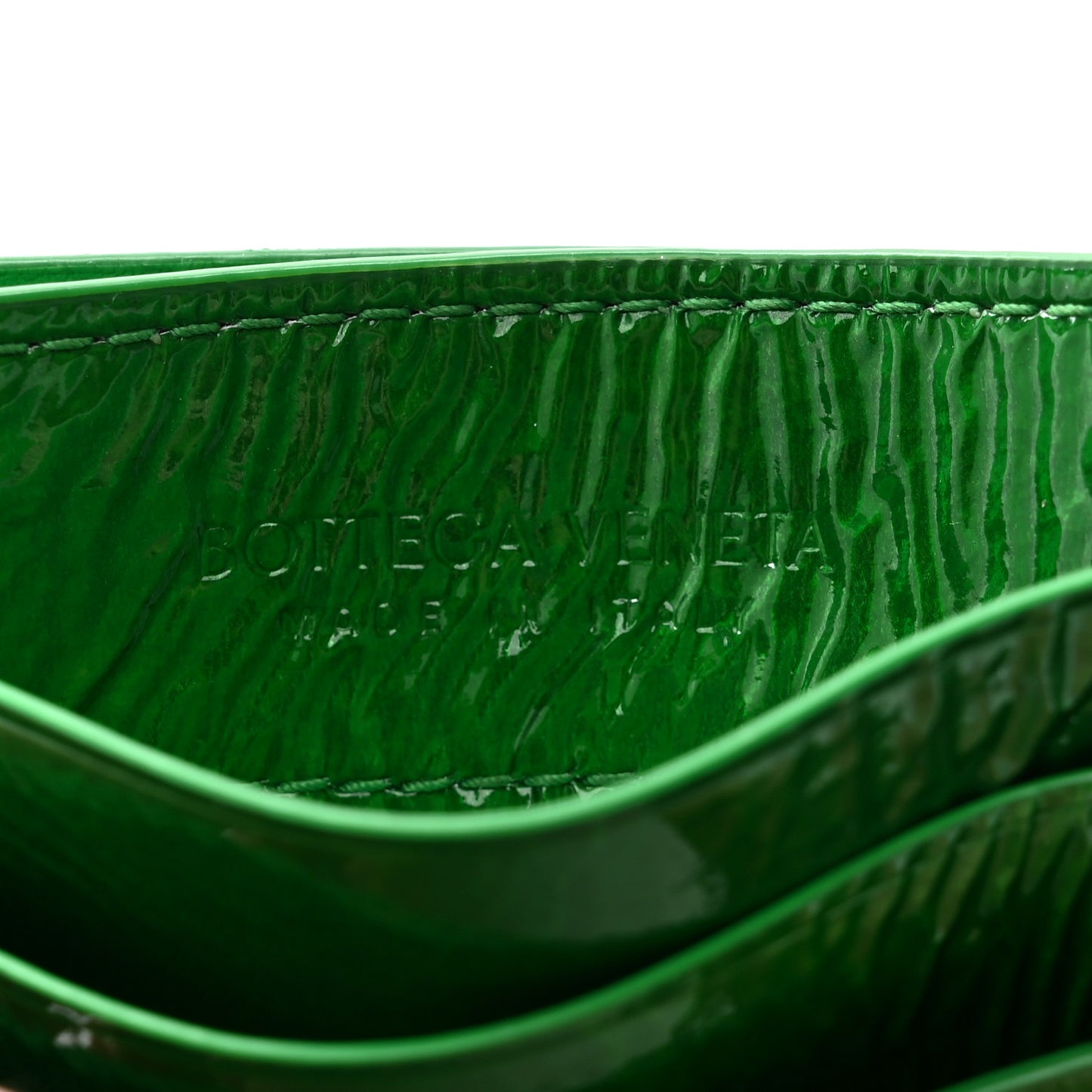 Metallic Calfskin Intrecciato Zip Card Holder Envy