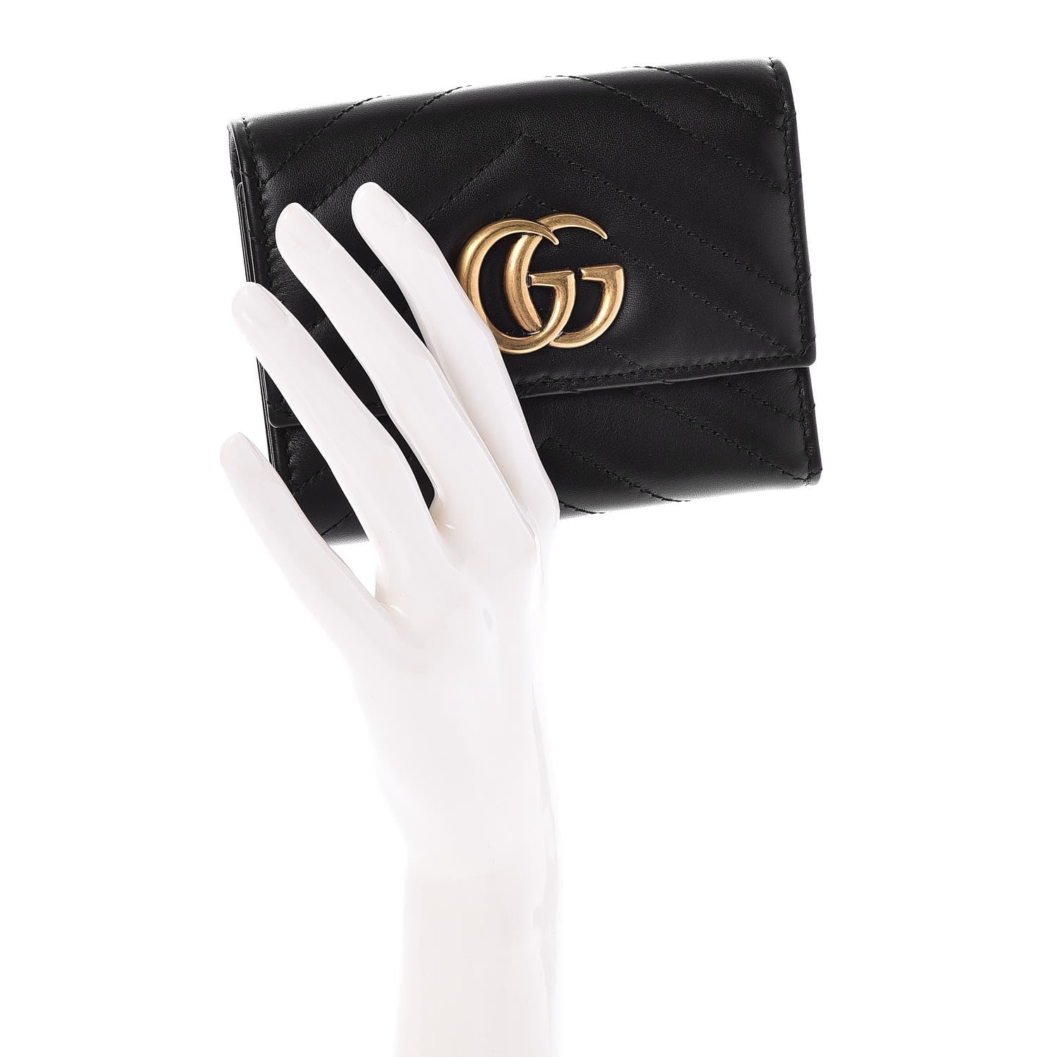 Gucci Calfskin Matelasse GG Marmont Wallet Black 2 of 8
