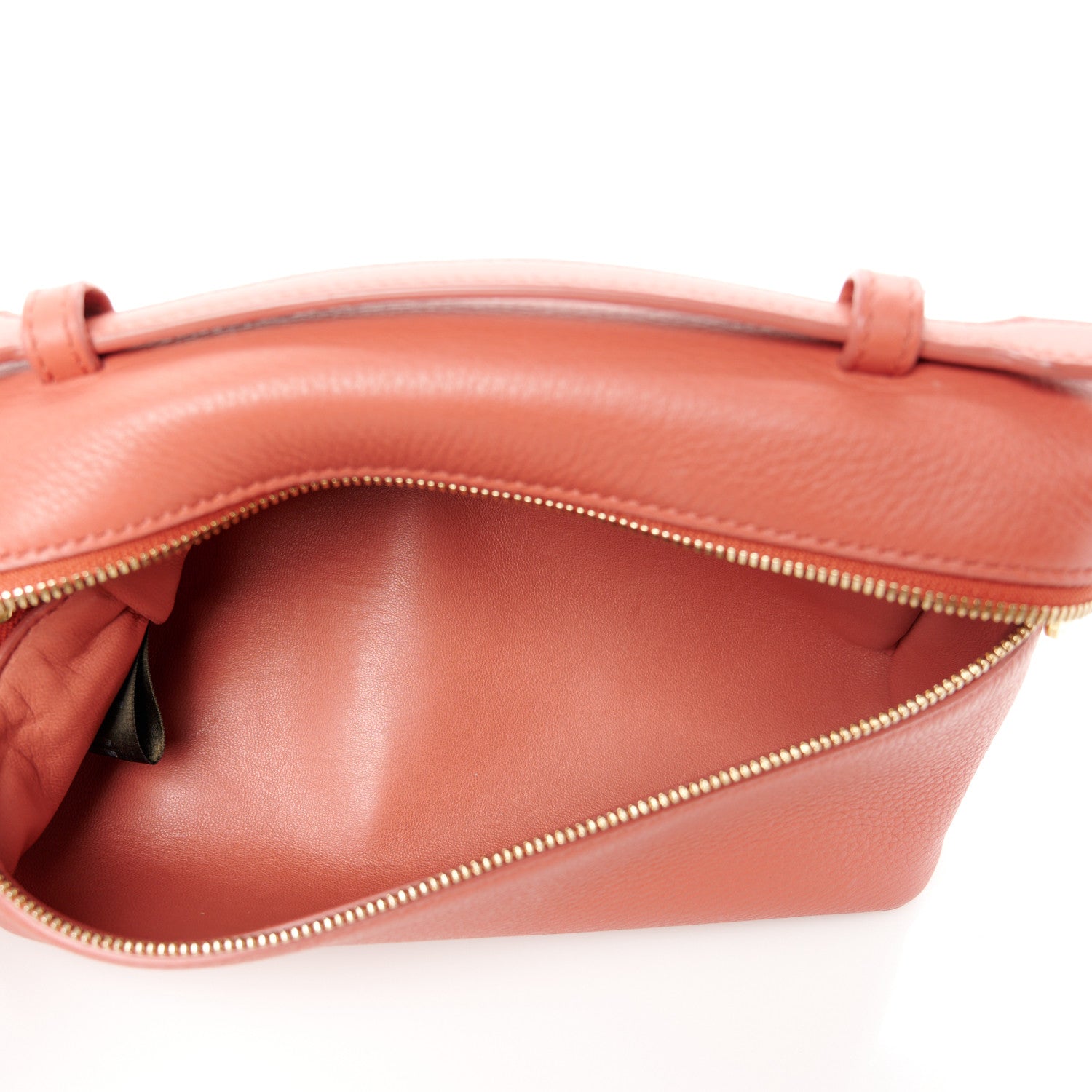 Loro Piana Grained Calfskin L19 Extra Pocket Pouch Coral Fiction 5 of 11