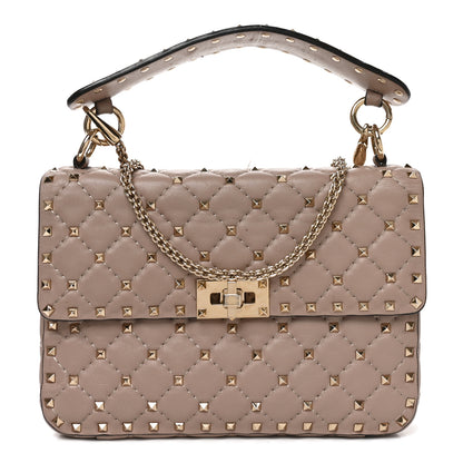 Valentino Garavani Lambskin Medium Rockstud Spike Shoulder Bag Poudre Poudre 1 of 10