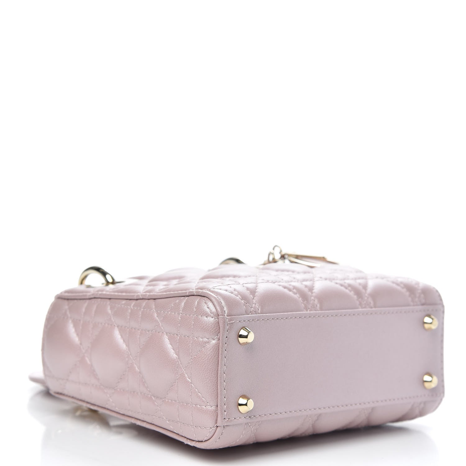 Christian Dior Metallic Lambskin Cannage Mini Lady Dior Lotus 4 of 9