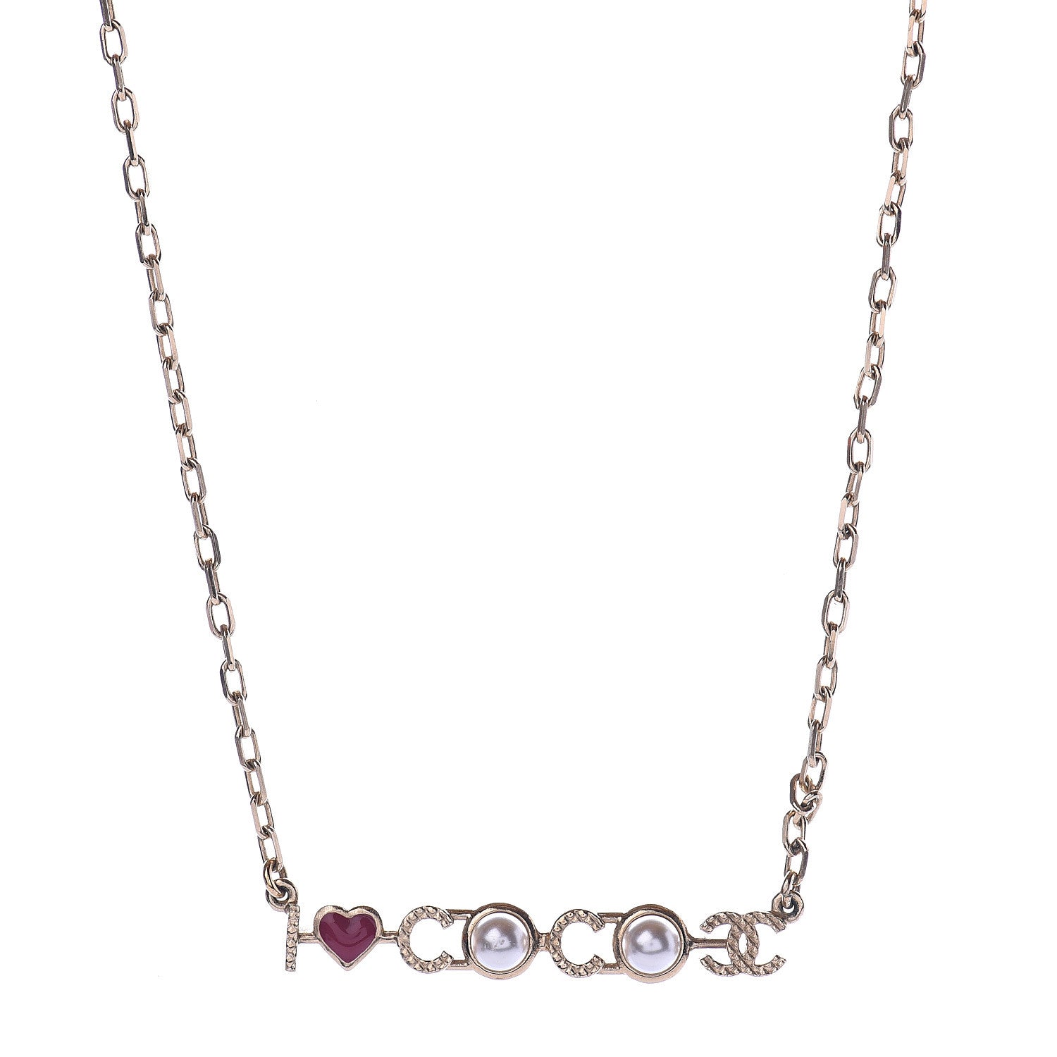 Chanel Metal Resin Pearl I Love Coco Necklace Gold Multicolor 1 of 5