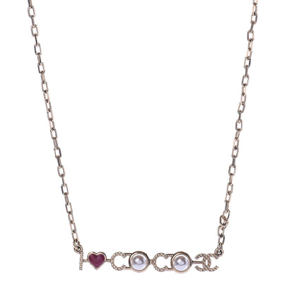 Chanel Metal Resin Pearl I Love Coco Necklace Gold Multicolor 1 of 5