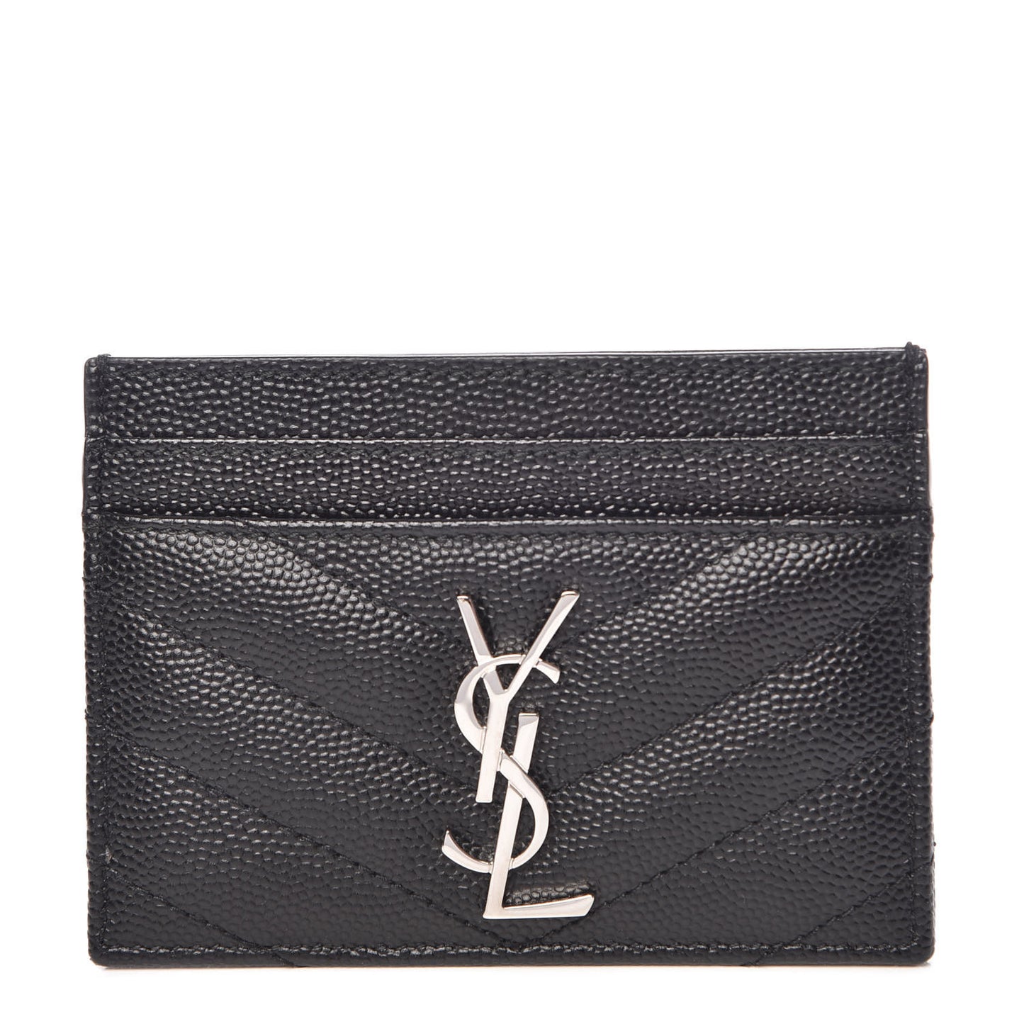 Grain De Poudre Matelasse Chevron Monogram Credit Card Case Black