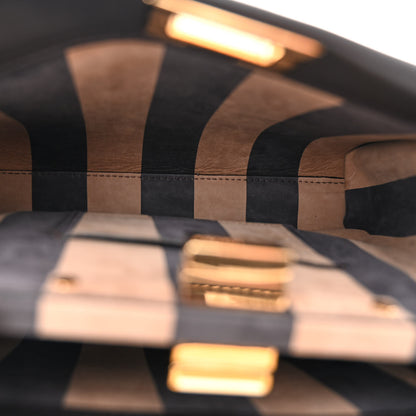 Fendi Vitello Seta Nabuk Pequin Mini Peekaboo Iconic Satchel Ebano Tobacco Moro 6 of 10