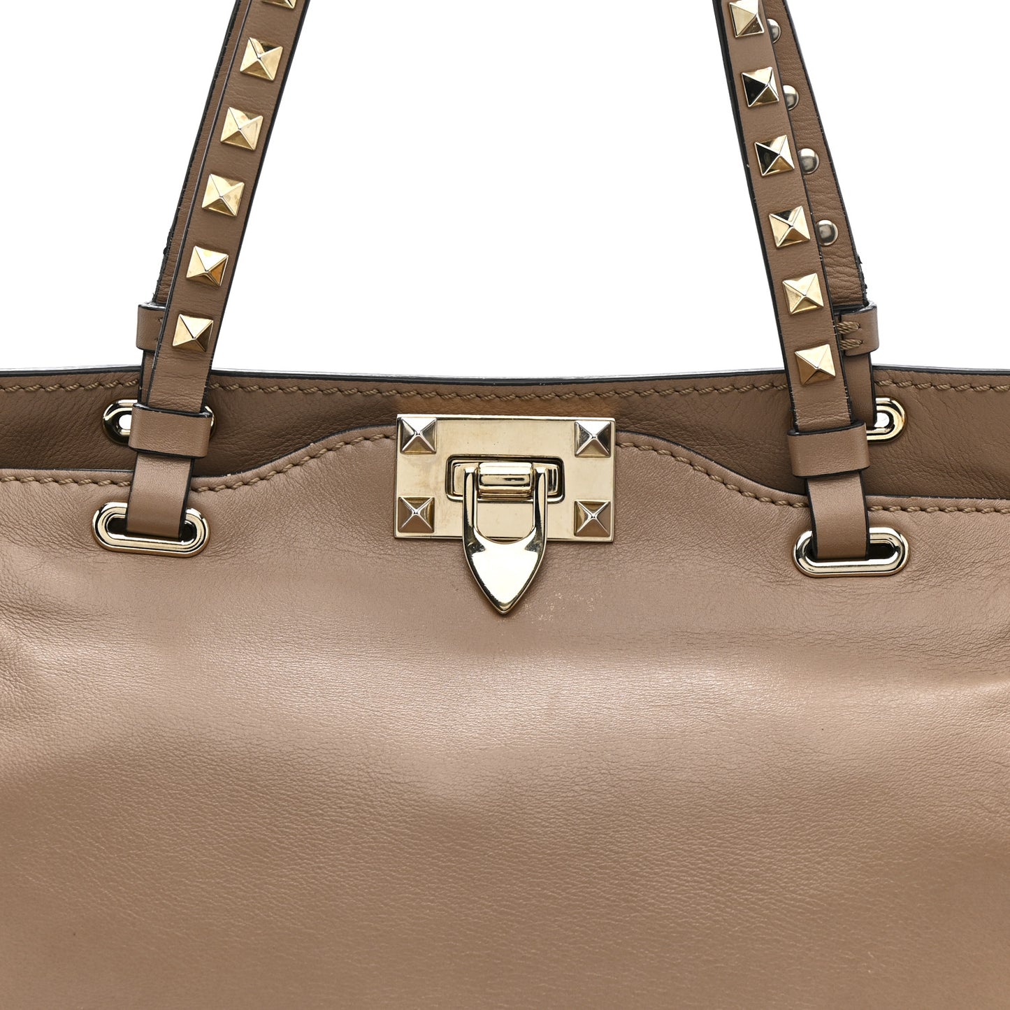 Vitello Small Rockstud Tote Beige