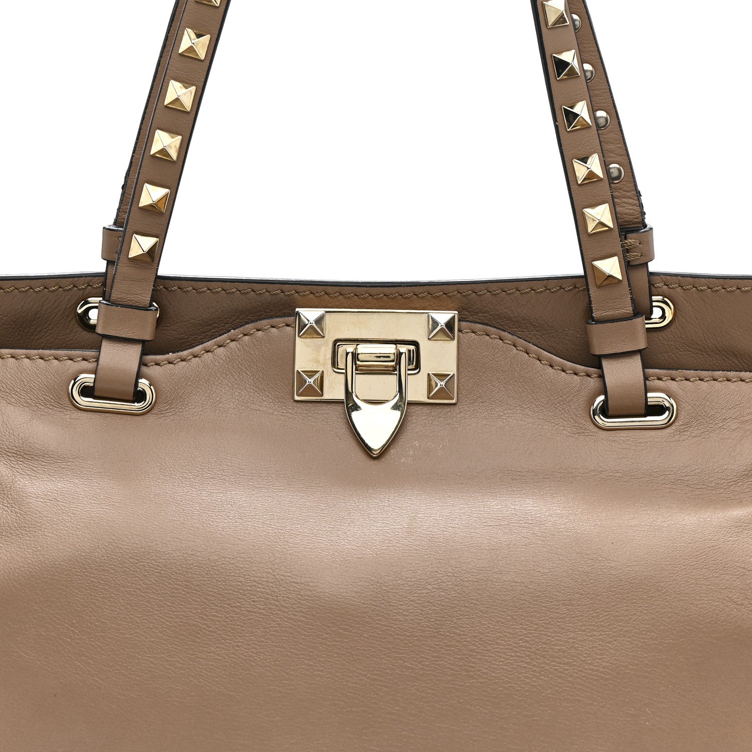 Valentino Garavani Vitello Small Rockstud Tote Beige 7 of 12