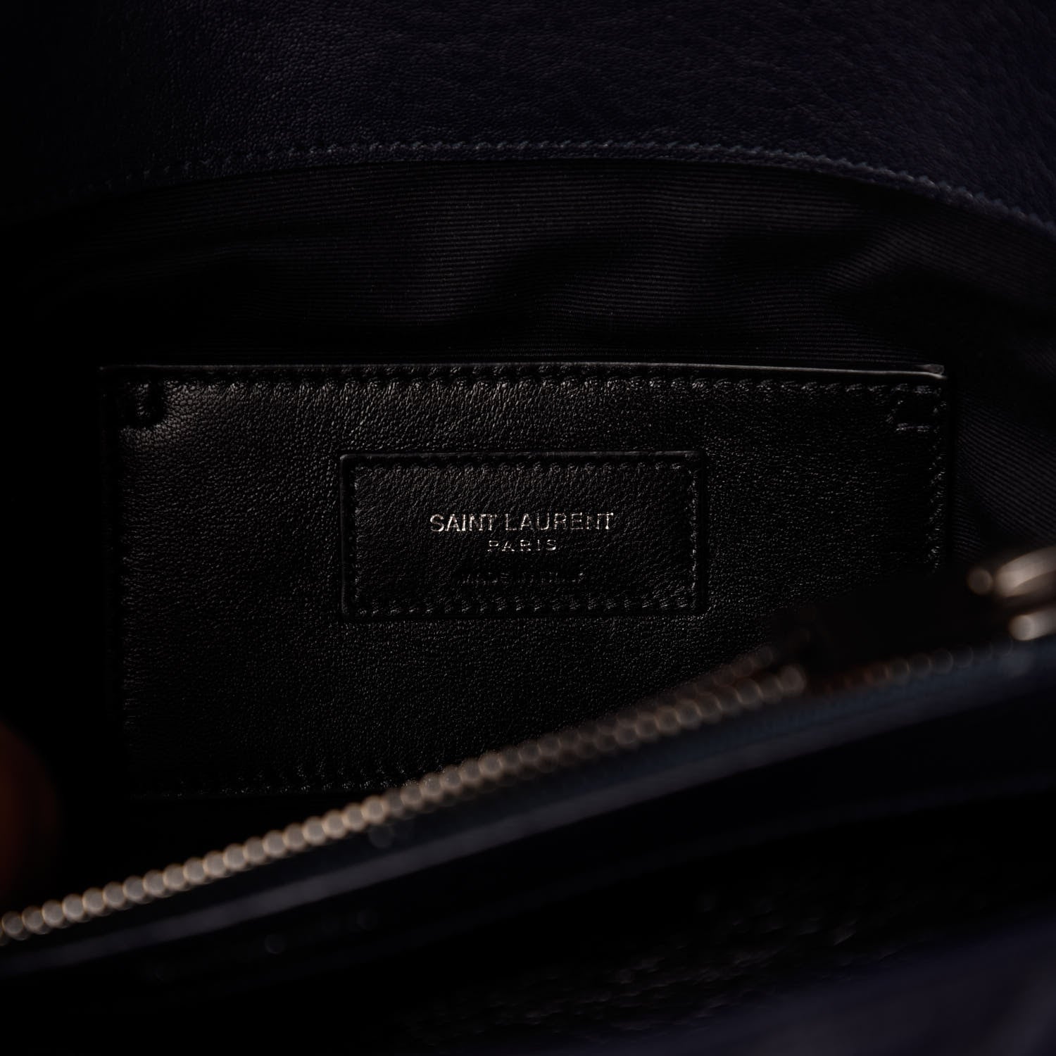 Saint Laurent Sheepskin Matelasse Chevron Monogram Large College Bag Deep Marine 7 of 10