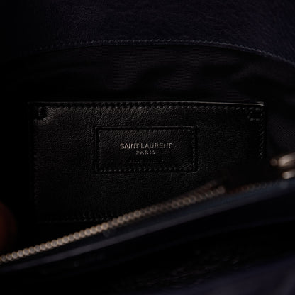 Saint Laurent Sheepskin Matelasse Chevron Monogram Large College Bag Deep Marine 7 of 10