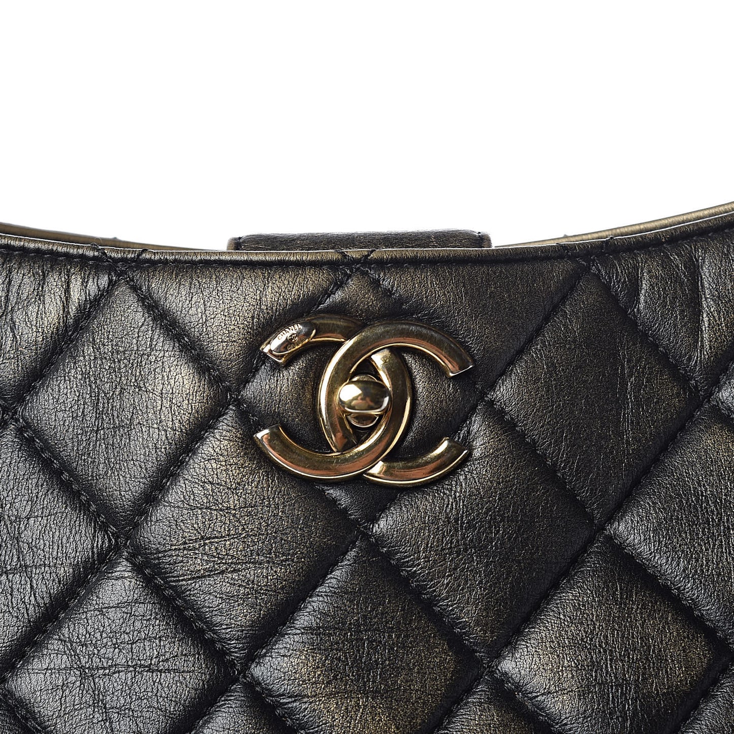Calfskin Quilted Into The Fringe Hobo Black Gold