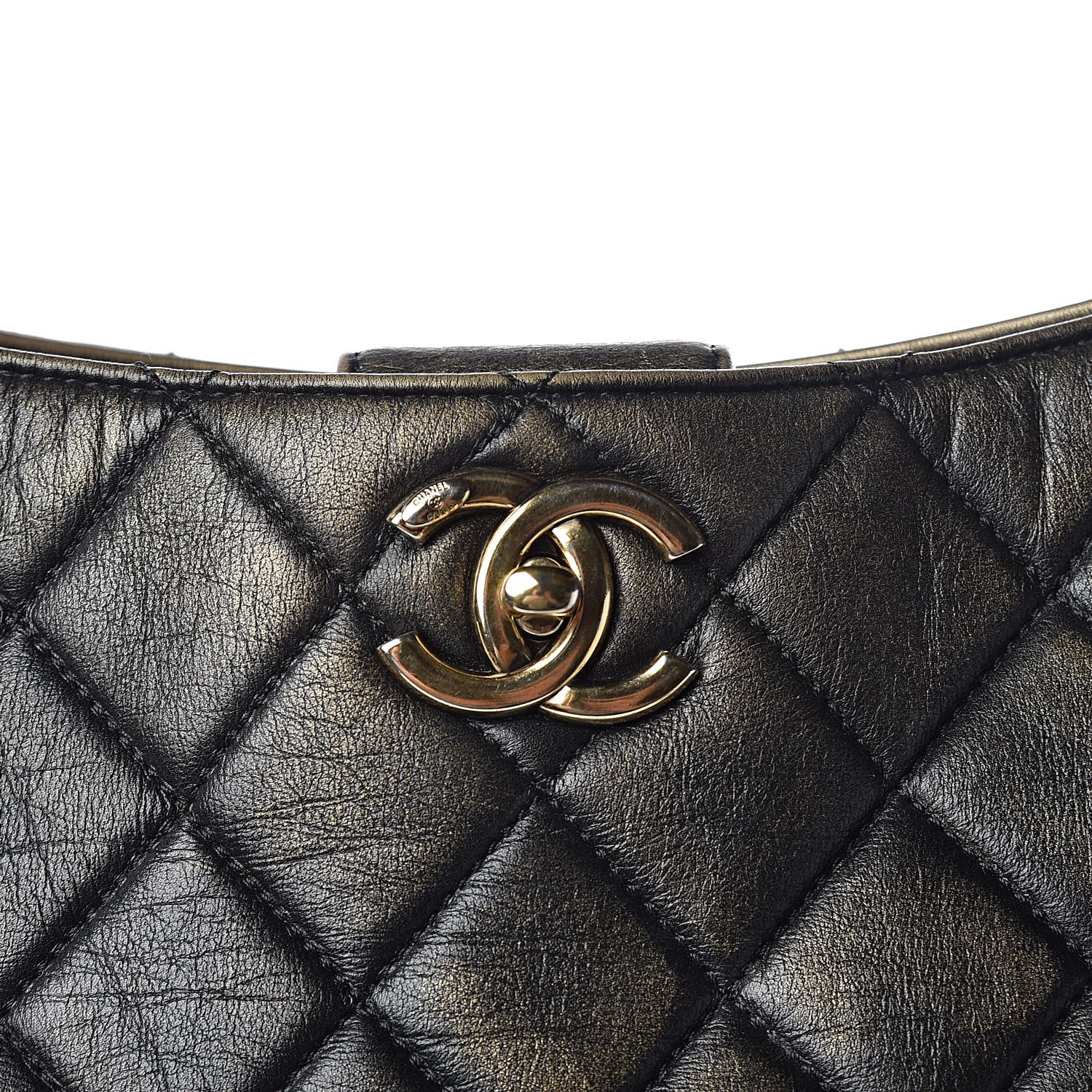 Chanel Calfskin Quilted Into The Fringe Hobo Black Gold 11 of 14
