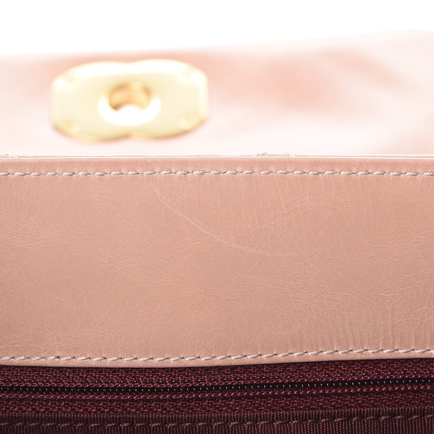 Aged Glazed Calfskin Quilted Small Daily Walk Flap Beige