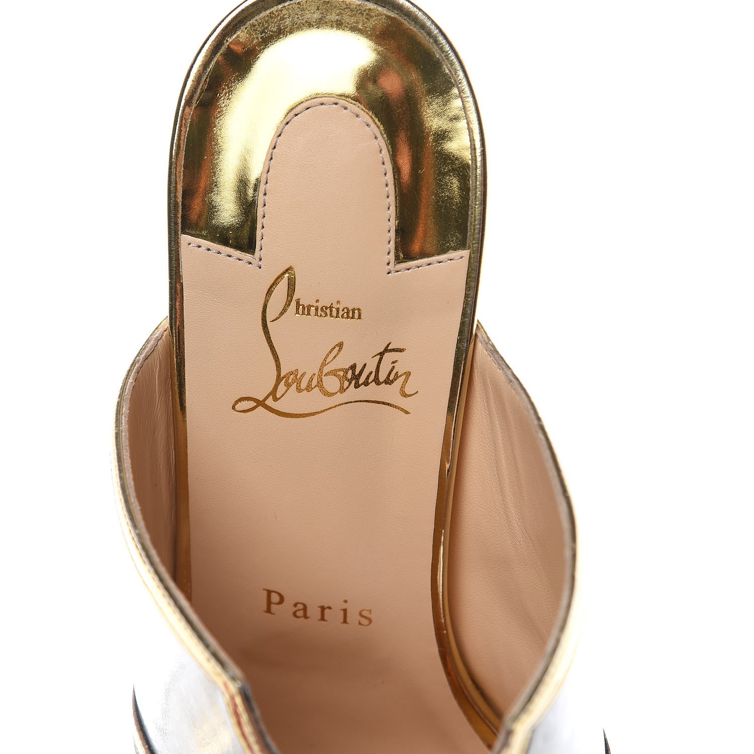 Christian Louboutin Specchio Patent Interior 85 Slide Sandals 40 Latte 7 of 13