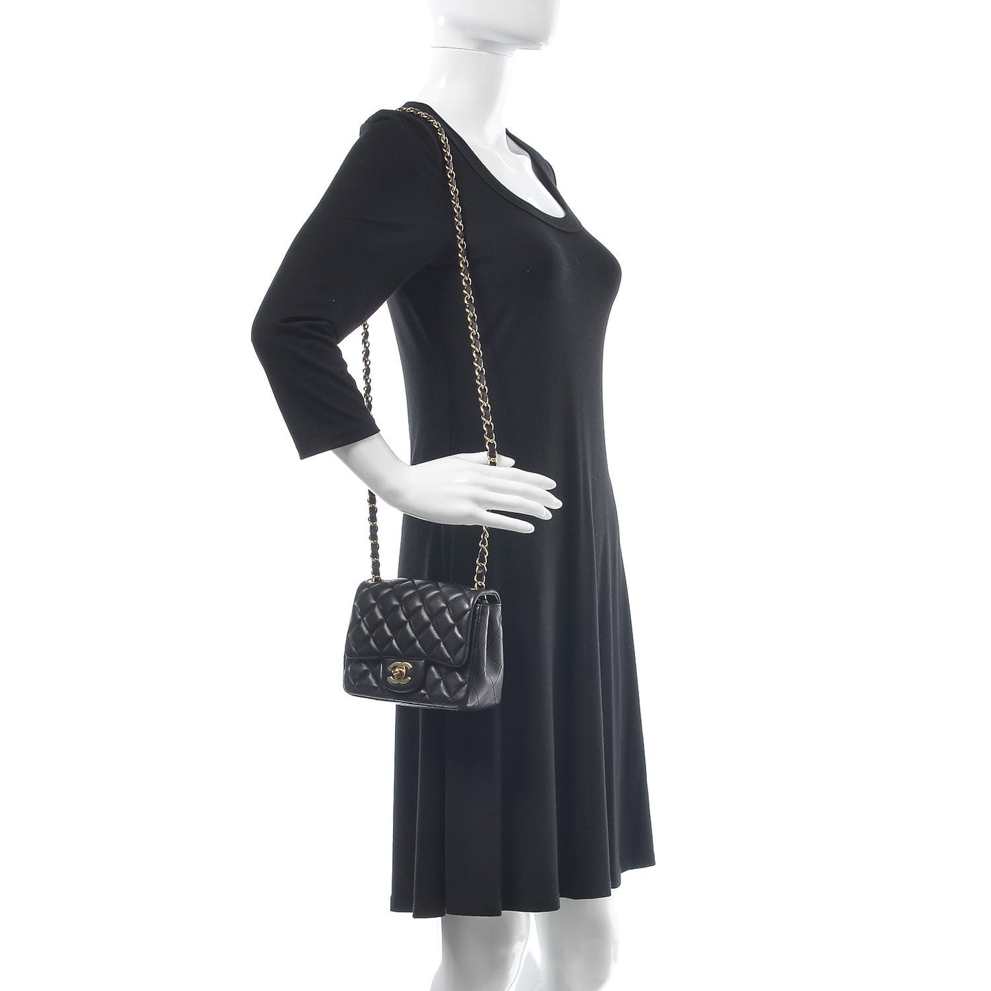 Lambskin Quilted Mini Square Flap Black