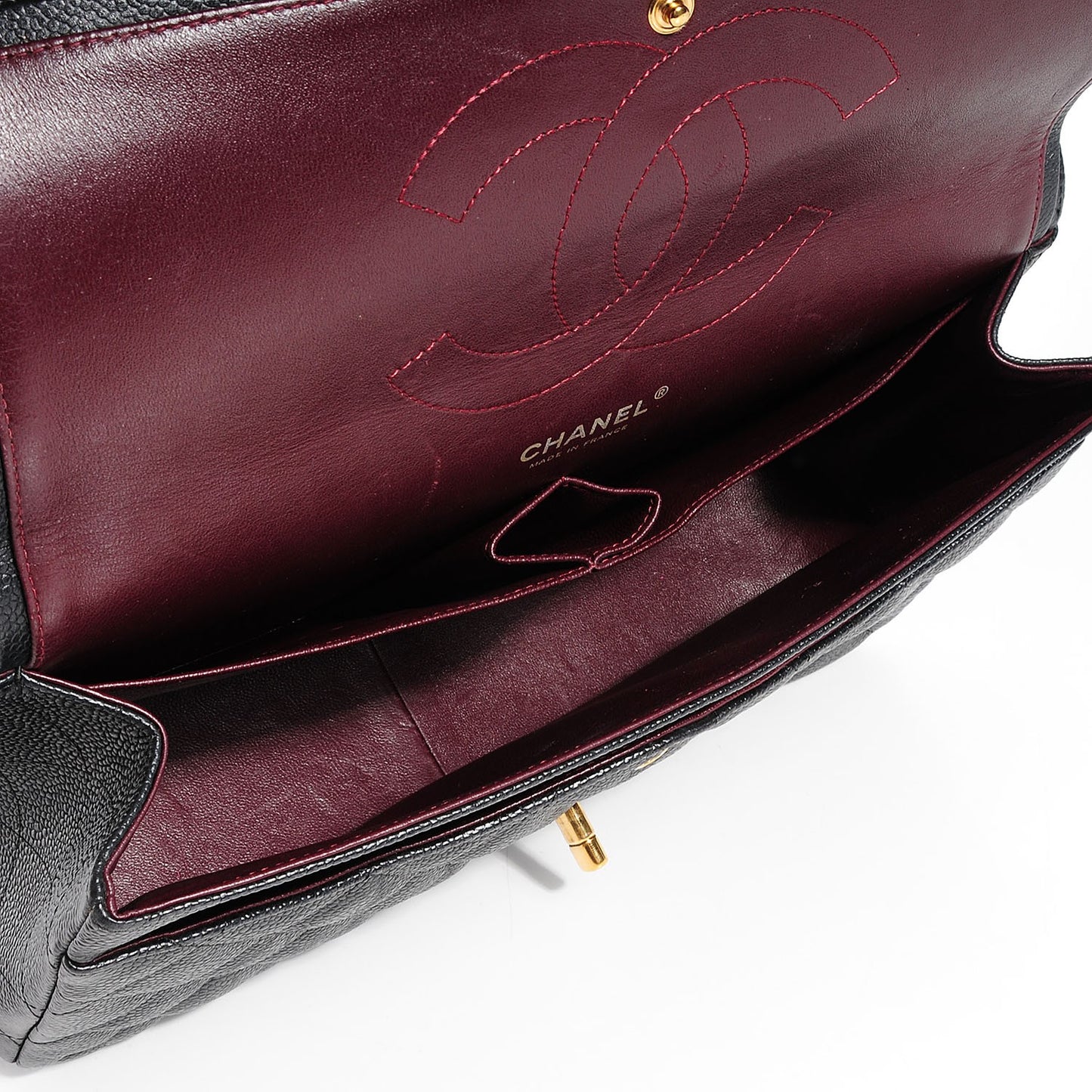 Caviar Quilted Jumbo Double Flap Black