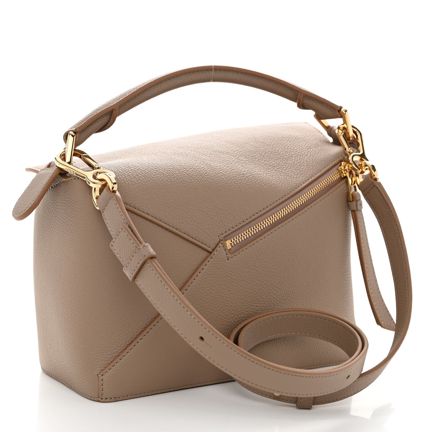 Grained Calfskin Small Puzzle Edge Bag Sand