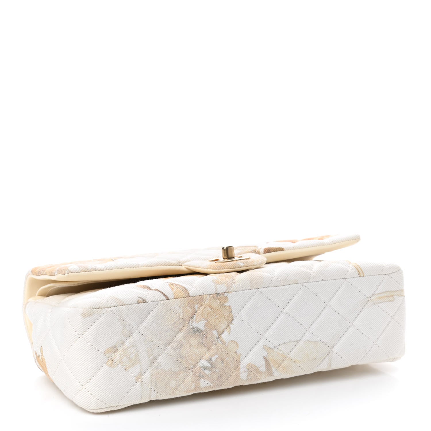Chanel Denim Floral Printed Medium Double Flap Beige 3 of 4