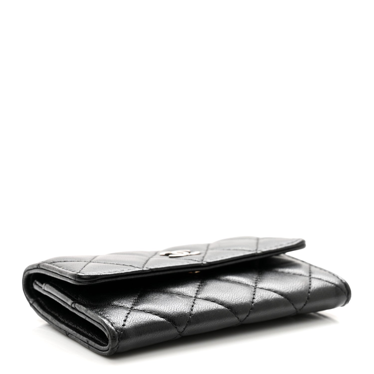 Chanel Lambskin Quilted Flap Card Holder Wallet Black 4 of 9