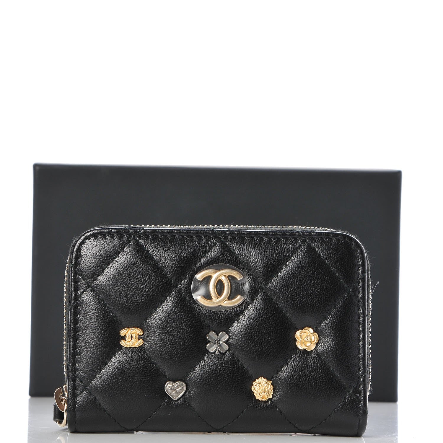 Chanel Lambskin Lucky Charms Zip Coin Purse Black 8 of 8