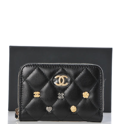 Chanel Lambskin Lucky Charms Zip Coin Purse Black 8 of 8